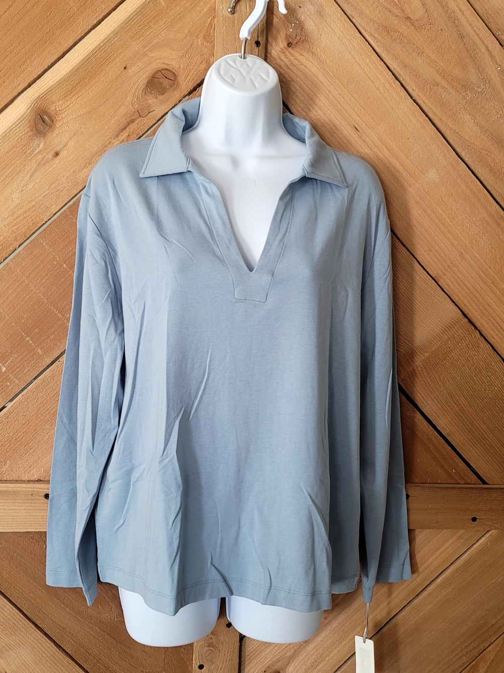 Women's Light Blue V-Neck Pajamas Top